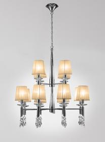 M3850/SBS  Tiffany Crystal Chandelier 12+12 Light Polished Chrome